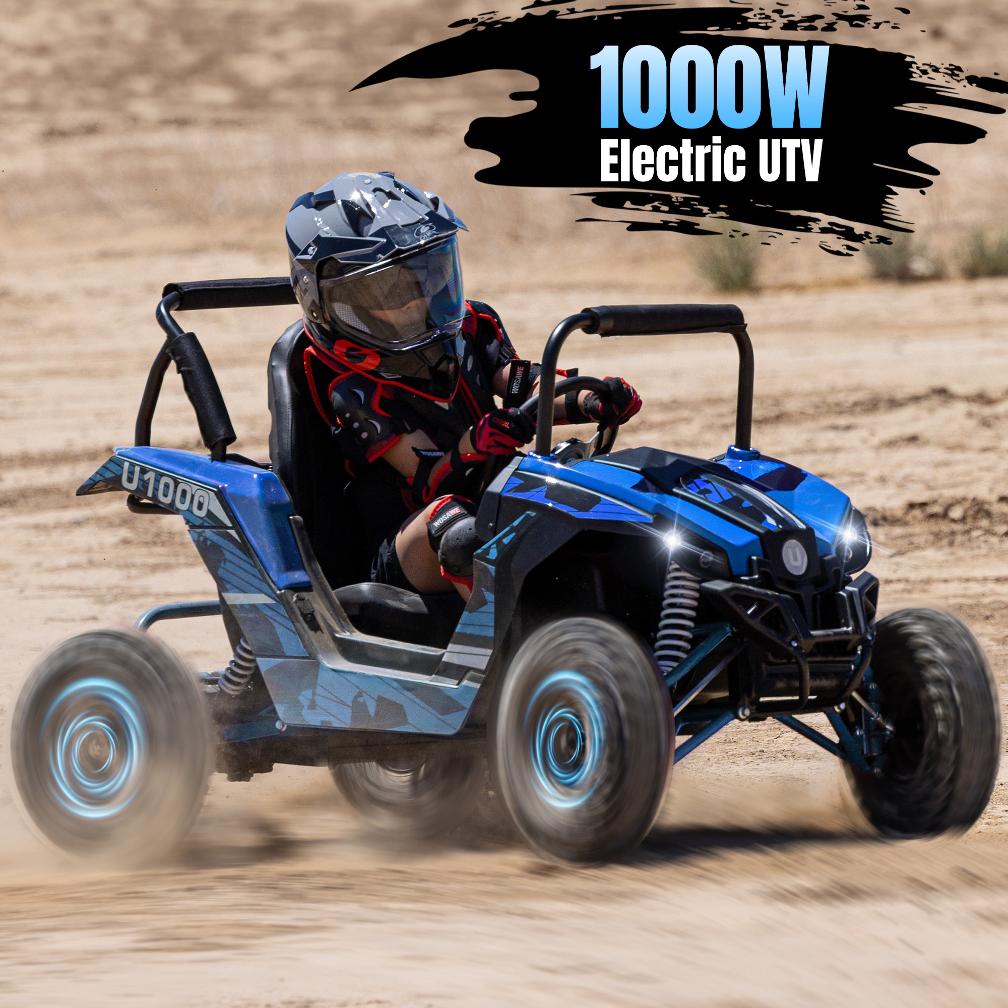 HoverHearts UTV 1000W 48V Battery Go-Kart, X-Large Steel Frame, Off-Road Tire, Full Suspension, Adjustable Speed, Electric 4 Wheeler with Parental Lock