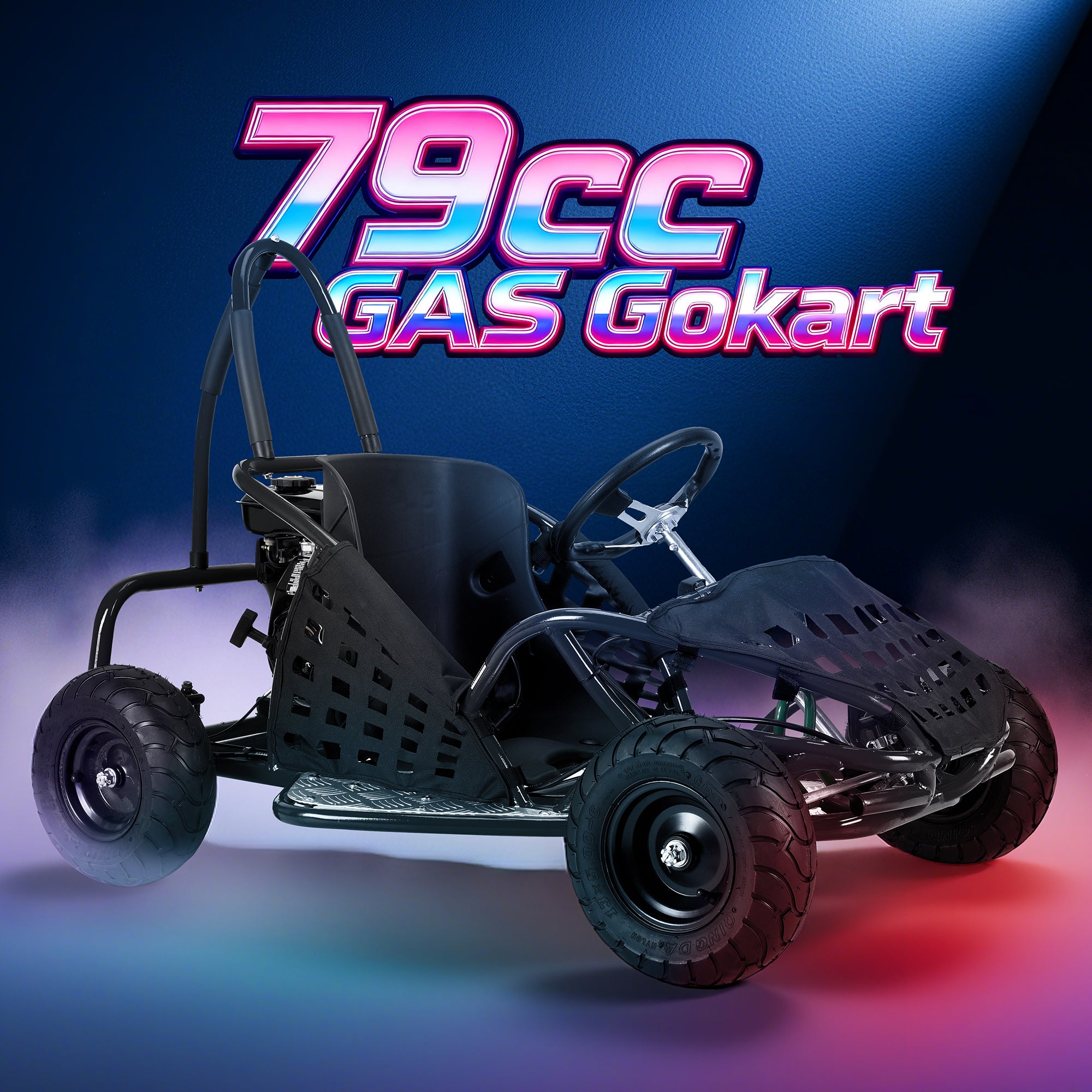 HoverHearts 79cc 1-Seater Gasoline Go-Kart, 4-Stroke 2.5HP, 13