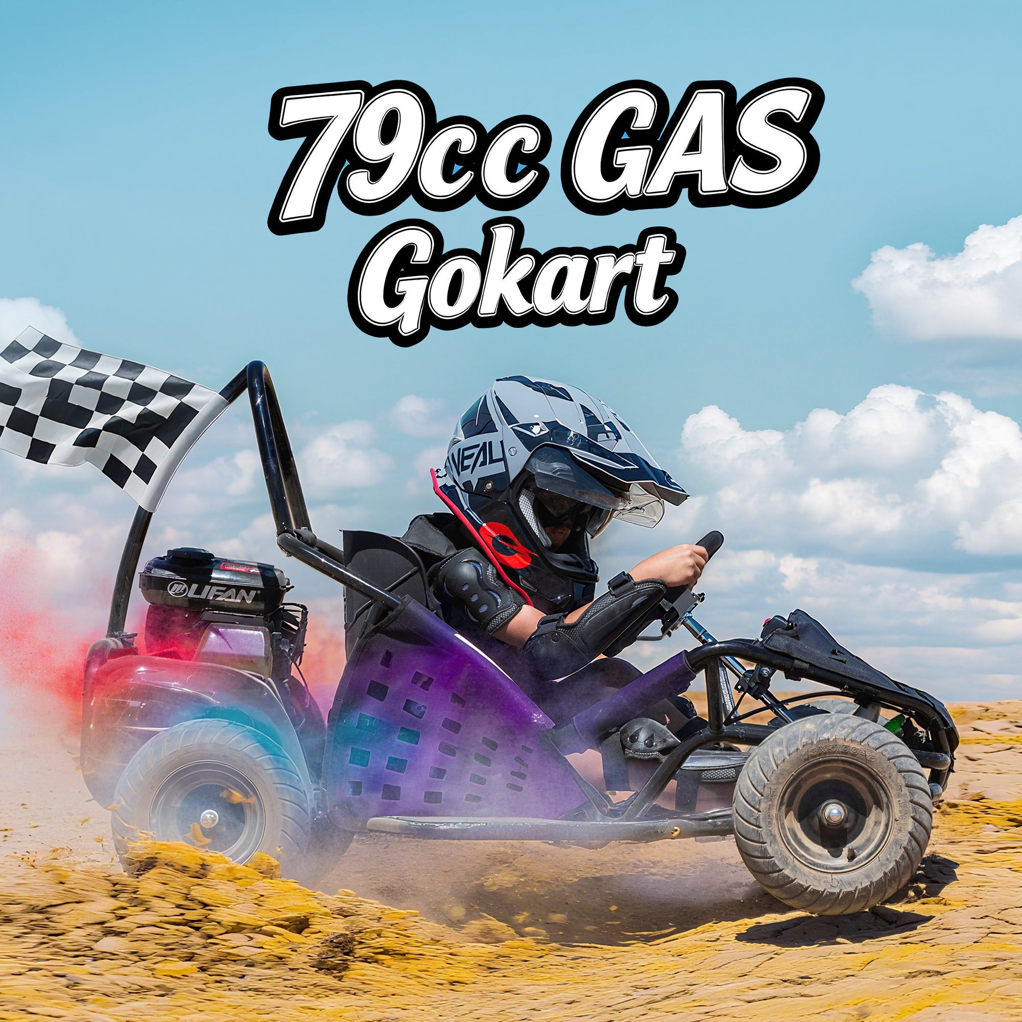 HoverHearts 79cc 1-Seater Gasoline Go-Kart, 4-Stroke 2.5HP, 13