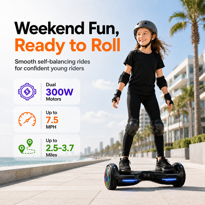 Hoverstar Hoverboard for Kids 7-12, Bluetooth & LED Lights