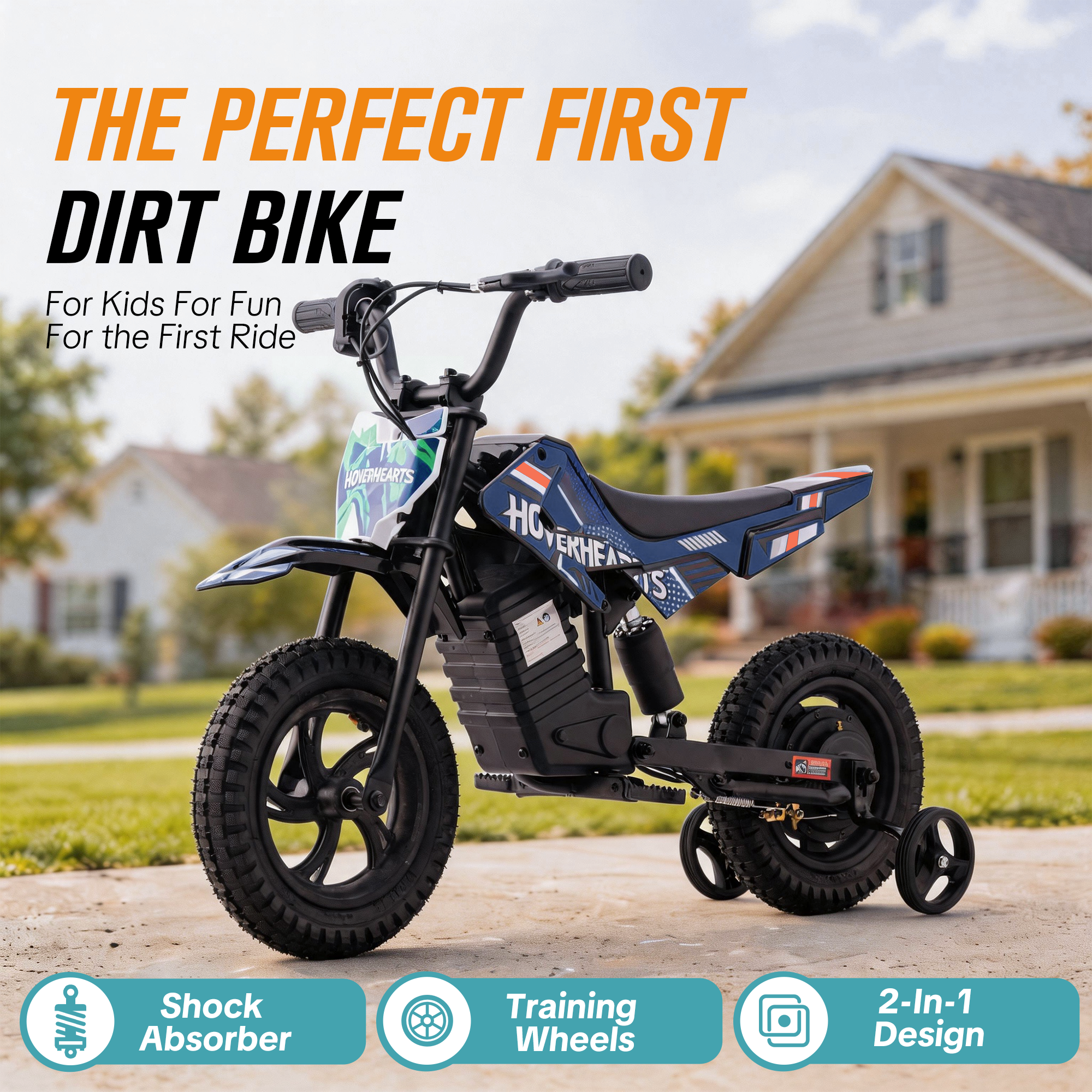 HoverHearts DZ006 Kids 2-in-1  Electric Balance Dirt Bike,  with Removable Training Wheels,  6.21 MPH Safe Speed