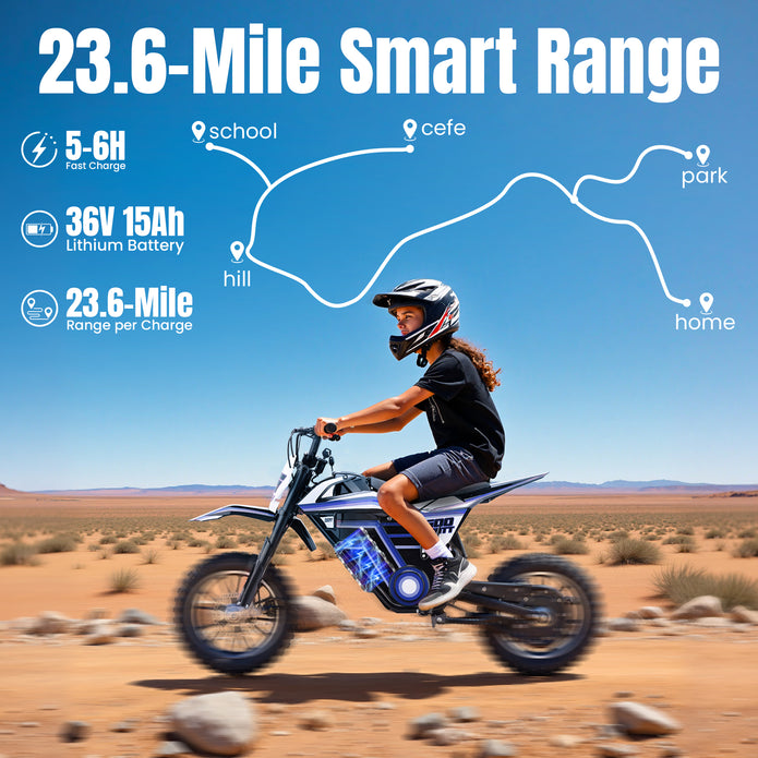 HoverHearts DZ008 Electric Dirt Bike 18 MPH (Max Speed) E-Bike Max Load 165 LBS