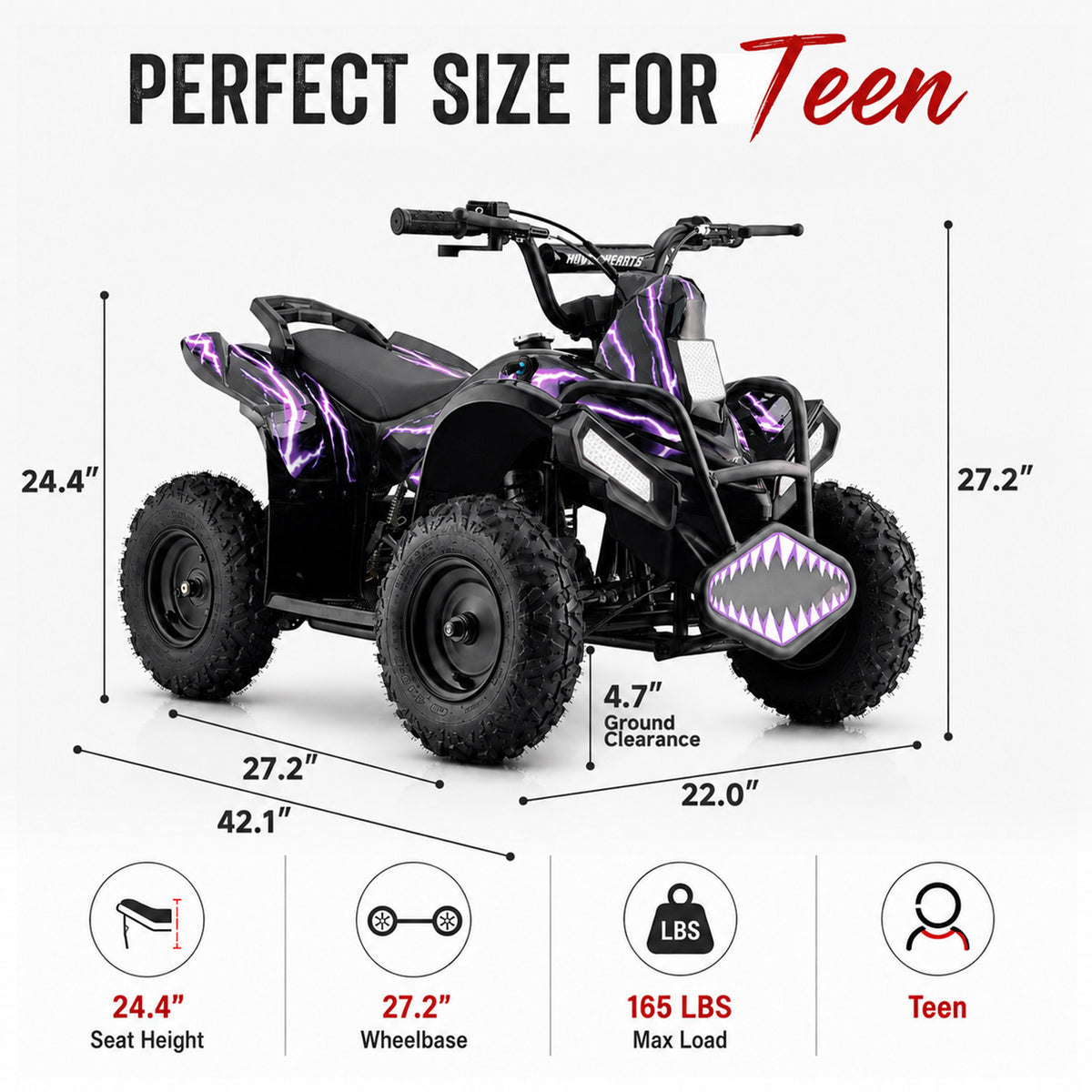 HoverHearts  XW-A01 40CC 4-Stroke Gas Powered ATV For Kids 15 MPH Max Top Speed