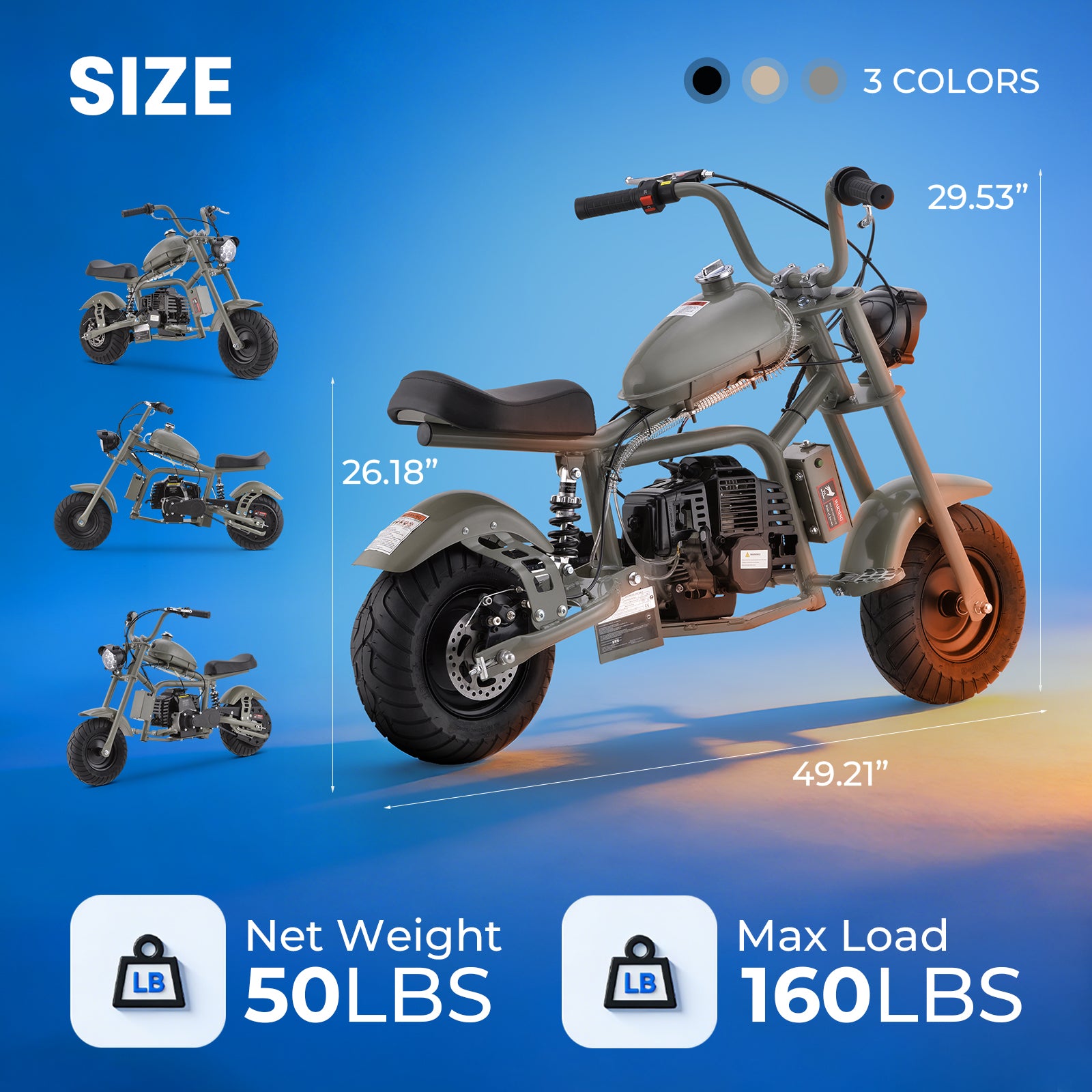 HoverHearts DB4S006 Mini Dirt Bike 39CC 4-Stroke Gas Bike EPA Approved