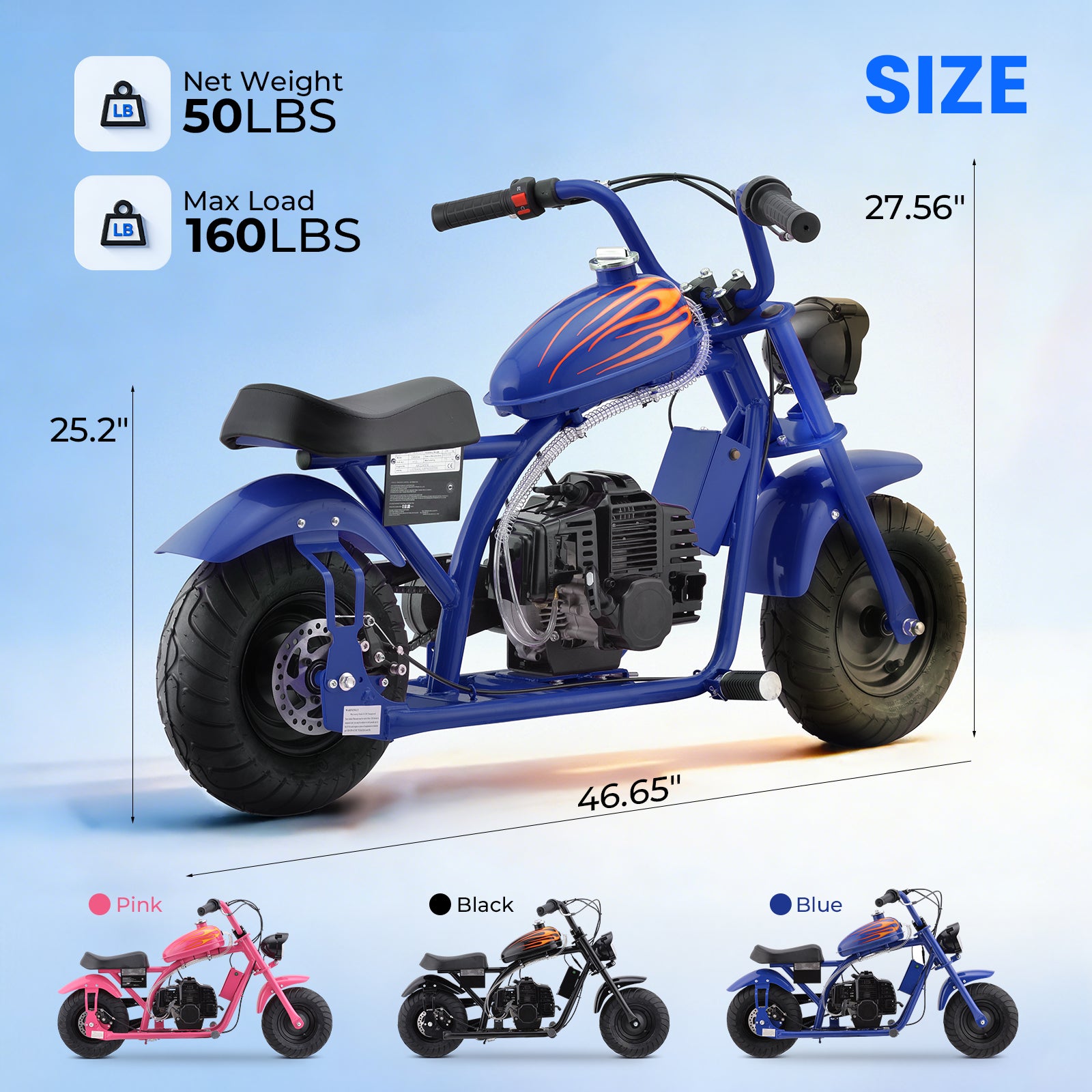 HoverHearts DB4S002 Mini Dirt Bike 39CC 4-Stroke Gas Bike EPA Approved