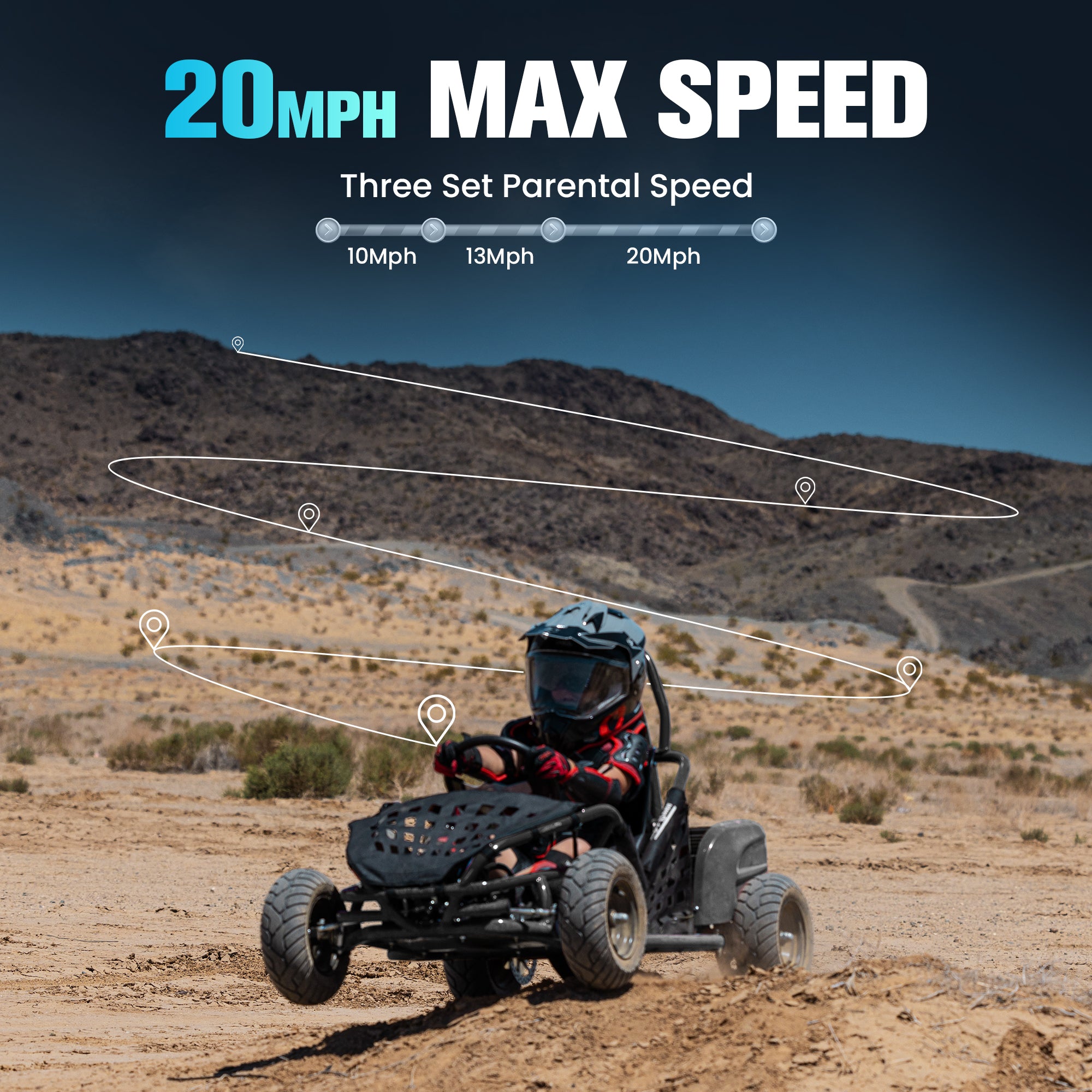 HoverHearts Electric Go Kart Parental Speed Control Top Speed 20 Mph