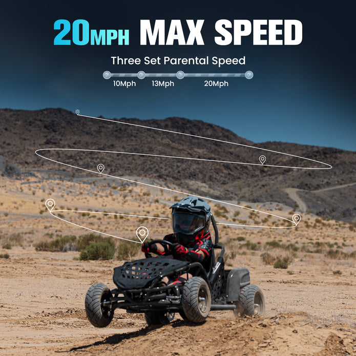 HoverHearts Electric Go Kart Parental Speed Control Top Speed 20 Mph