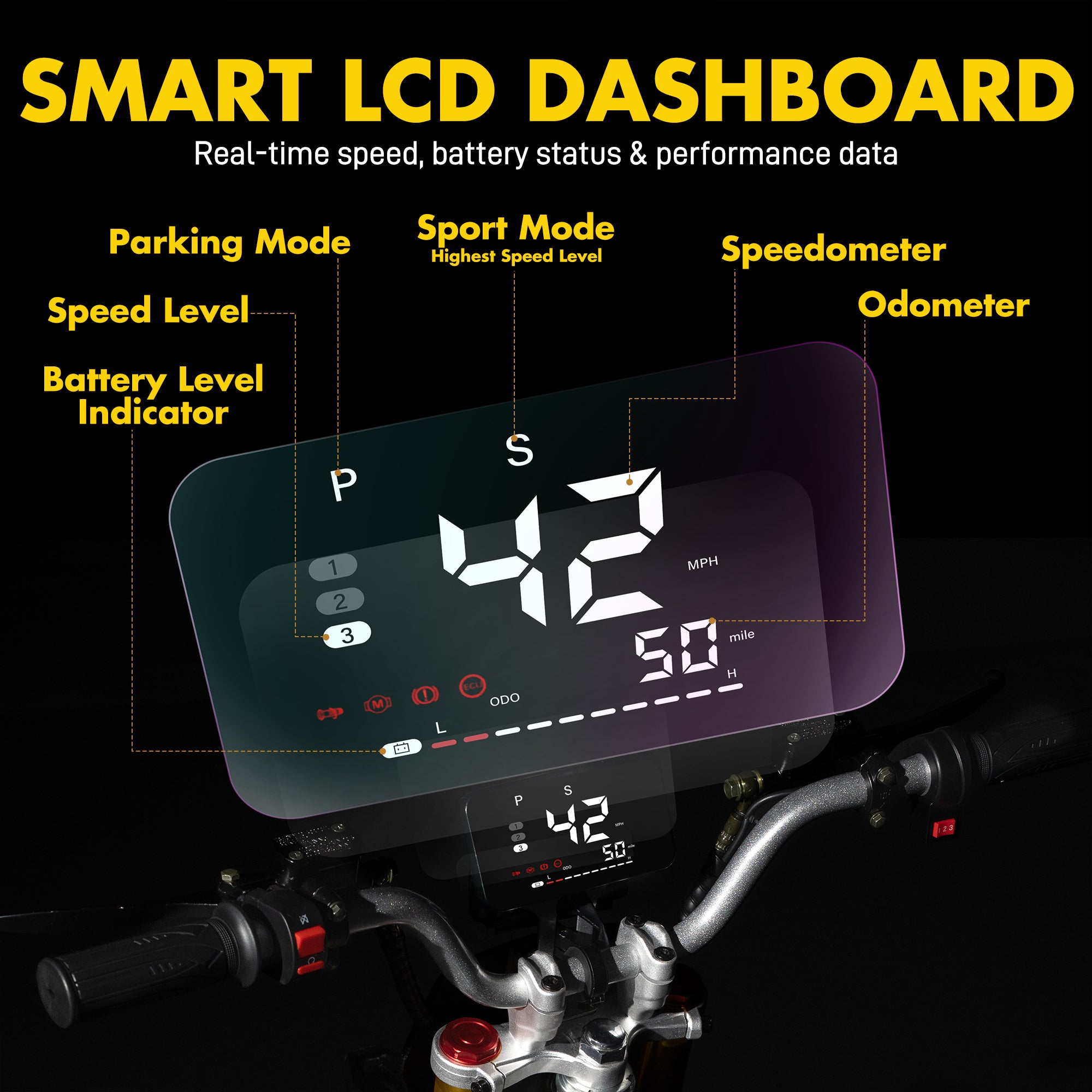 HoverHearts DZ009 Electric Dirt Bike 42MPH 3000W 48V/30AH LFP Electric Motorcycle