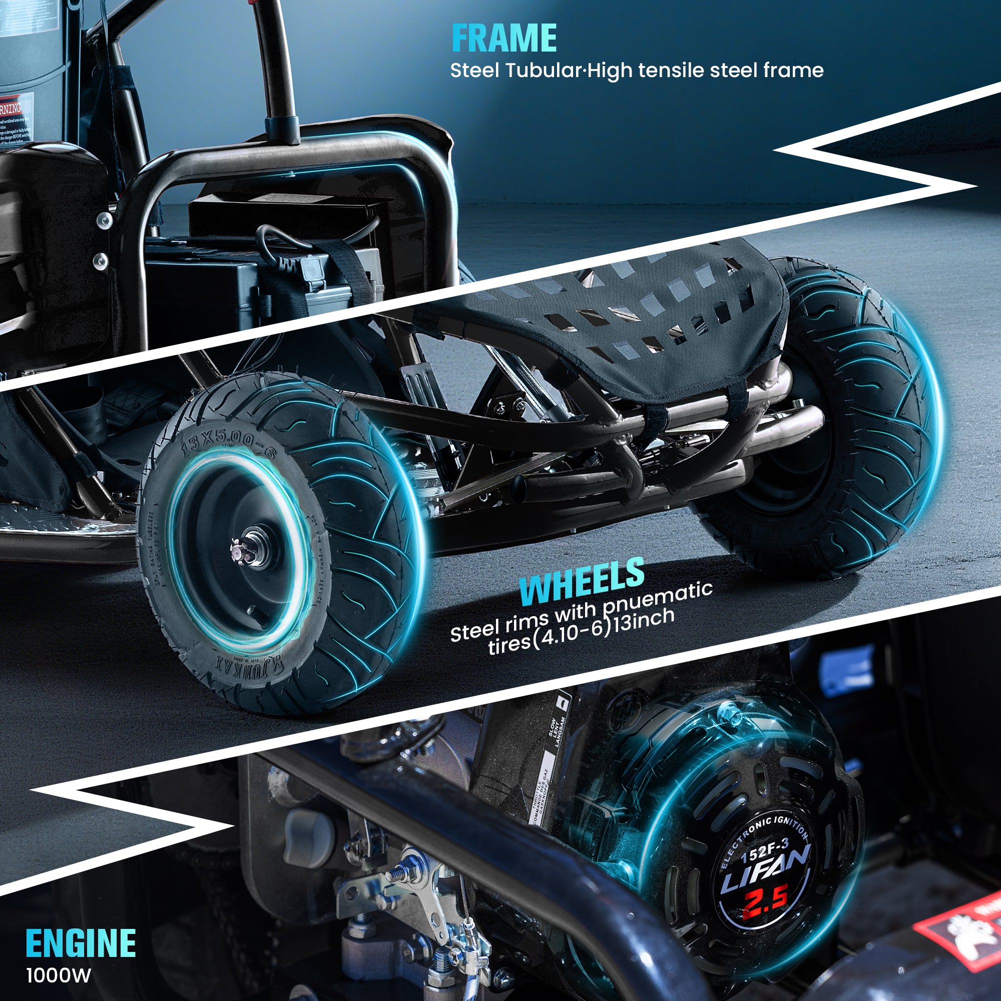 HoverHearts Electric Go Kart Parental Speed Control Top Speed 20 Mph