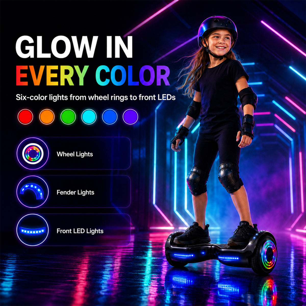 Hoverstar Hoverboard for Kids 7-12, Bluetooth & LED Lights
