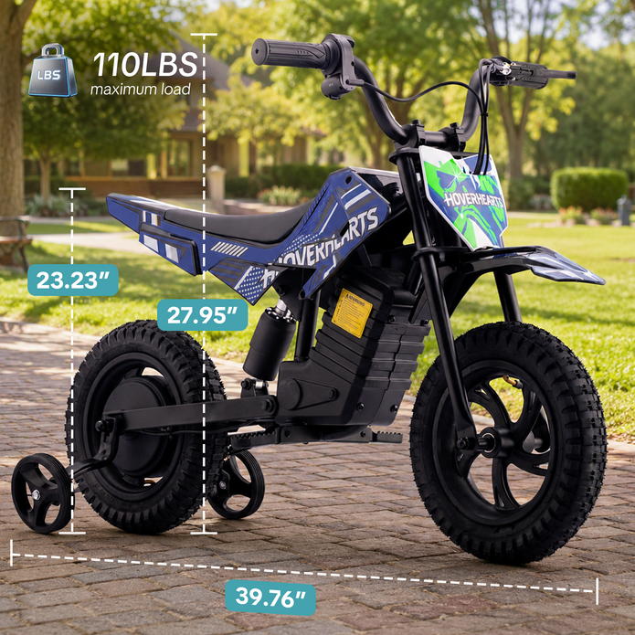 HoverHearts DZ006 Kids 2-in-1  Electric Balance Dirt Bike,  with Removable Training Wheels,  6.21 MPH Safe Speed