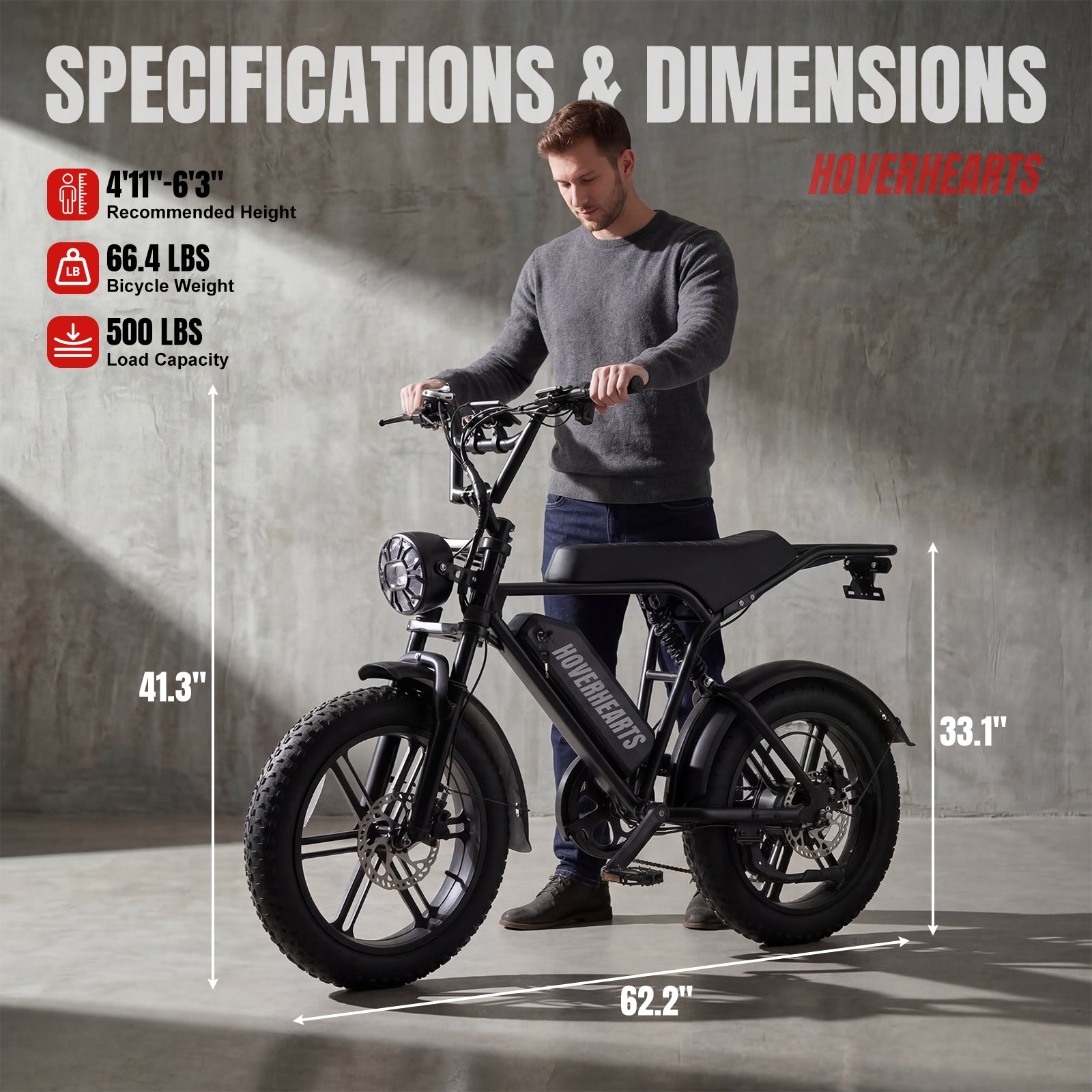 HoverHearts Eb-1 Electric Bike 7-Speed Transmission Top Speed 25MPH