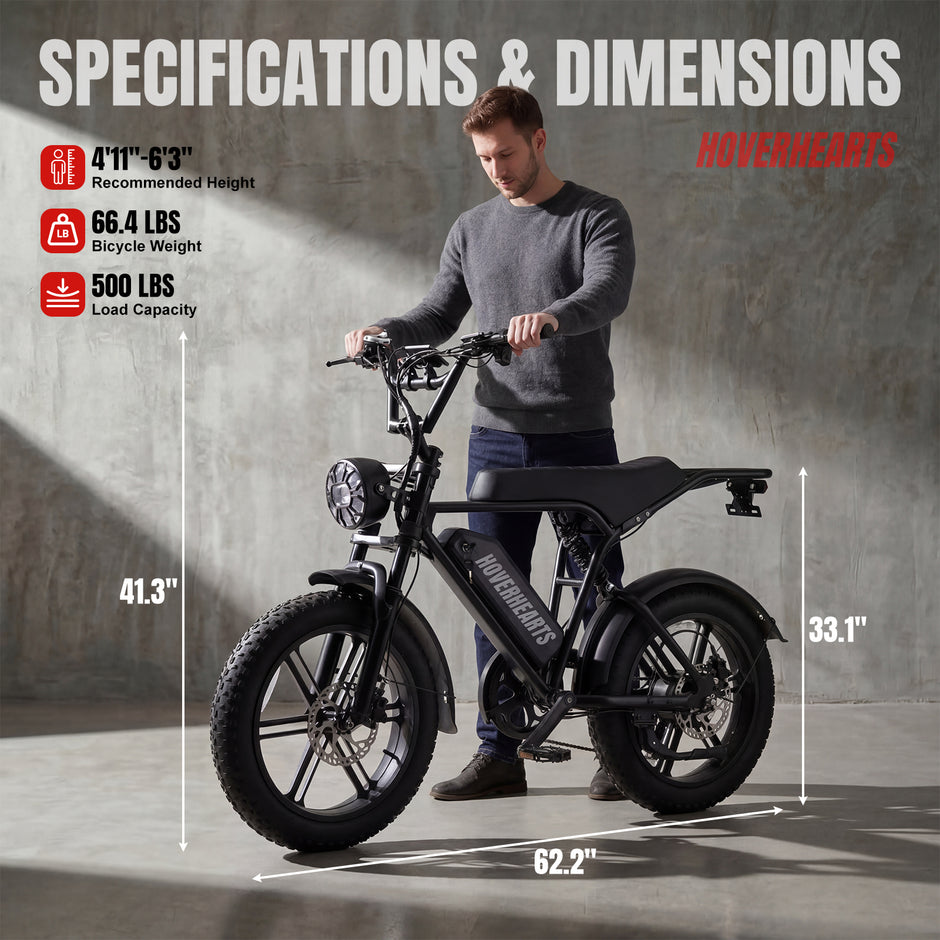 HoverHearts Eb-1 Electric Bike 7-Speed Transmission Top Speed 25MPH
