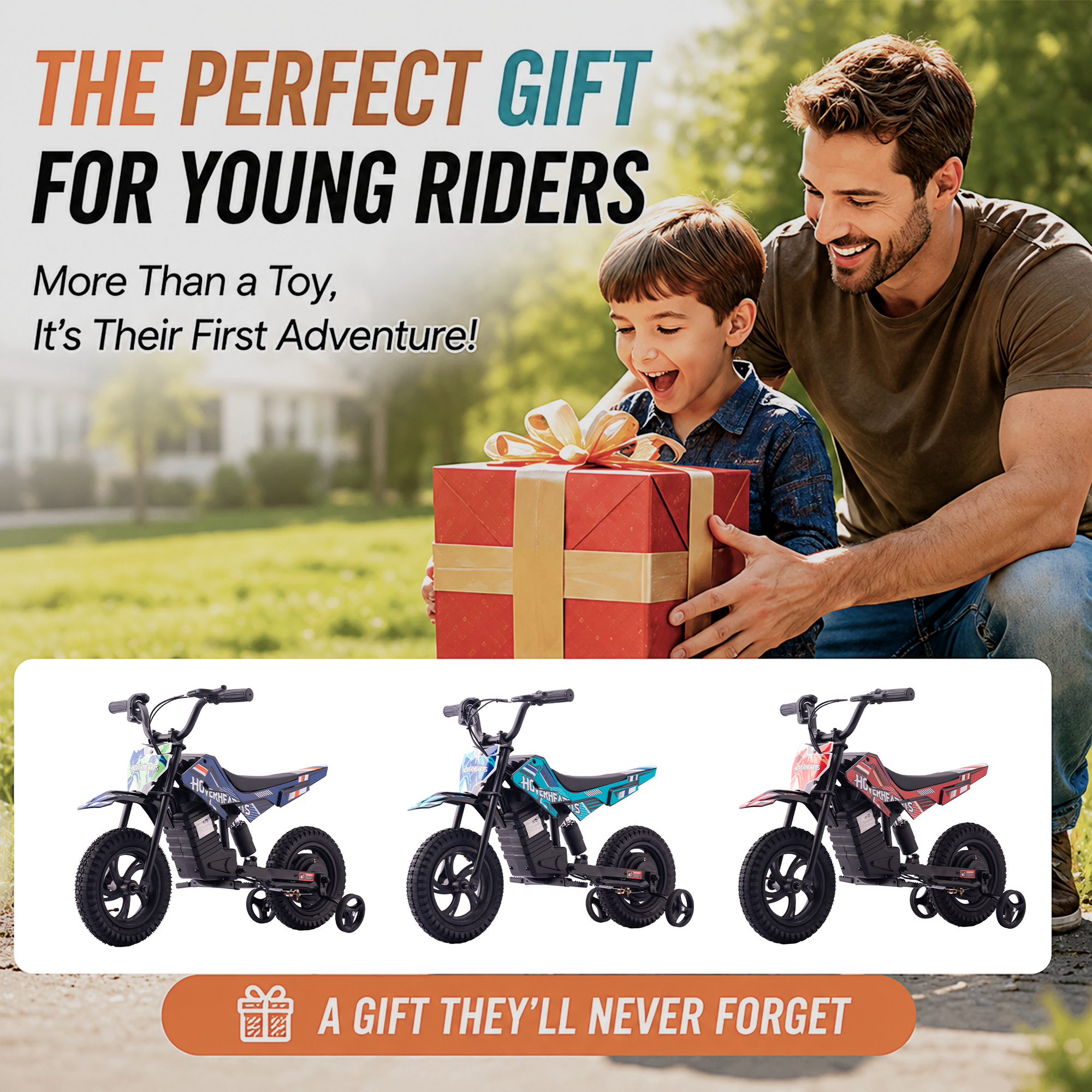 HoverHearts DZ006 Kids 2-in-1  Electric Balance Dirt Bike,  with Removable Training Wheels,  6.21 MPH Safe Speed