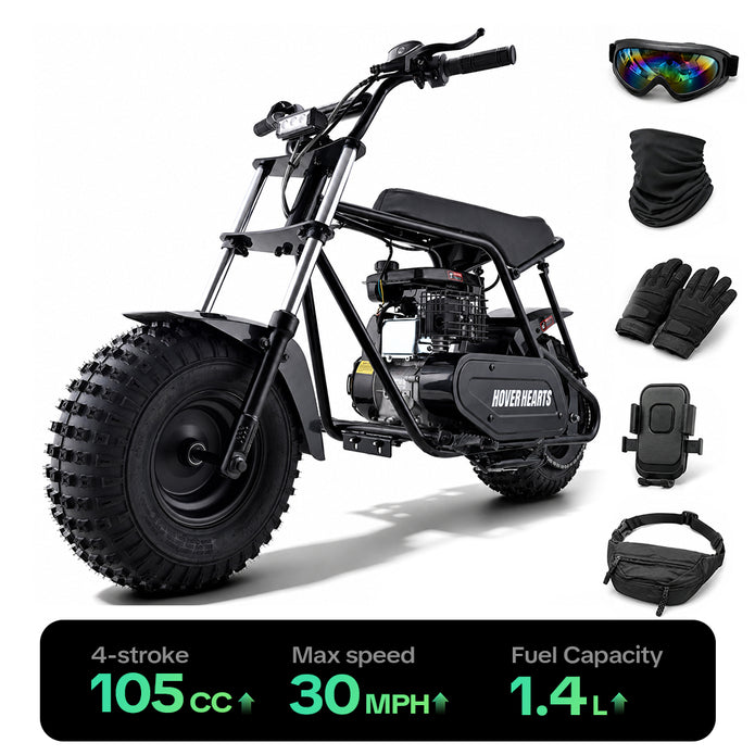 Hover Heart MB002 Mini Dirt Bike 105cc 4-Stroke Gas for Kids & Youth, Max Speed 30 MPH Off-Road Bike, EPA Approved