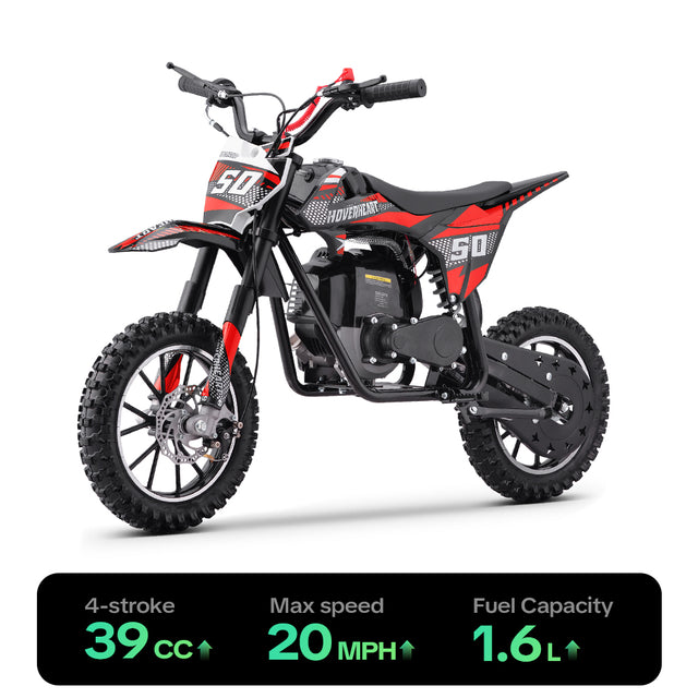 HoverHearts DB4S004 Gas Dirt Bike 4-Stroke Gas Bike No Oil Mix Required