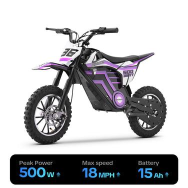 HoverHearts DZ008 Electric Dirt Bike 15.5 MPH (Max Speed) E-Bike Max Load 165 LBS