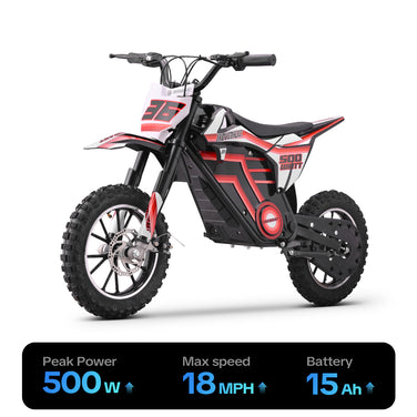 HoverHearts DZ008 Electric Dirt Bike 15.5 MPH (Max Speed) E-Bike Max Load 165 LBS