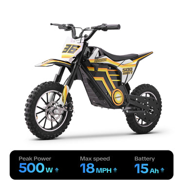 HoverHearts DZ008 Electric Dirt Bike 15.5 MPH (Max Speed) E-Bike Max Load 165 LBS