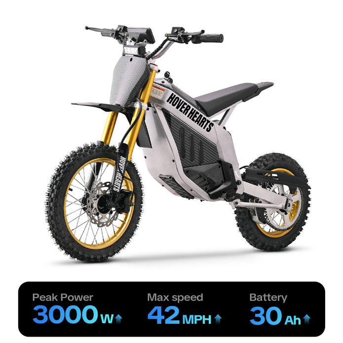 HoverHearts DZ009 Electric Dirt Bike 42MPH 3000W 48V/30AH LFP Electric Motorcycle
