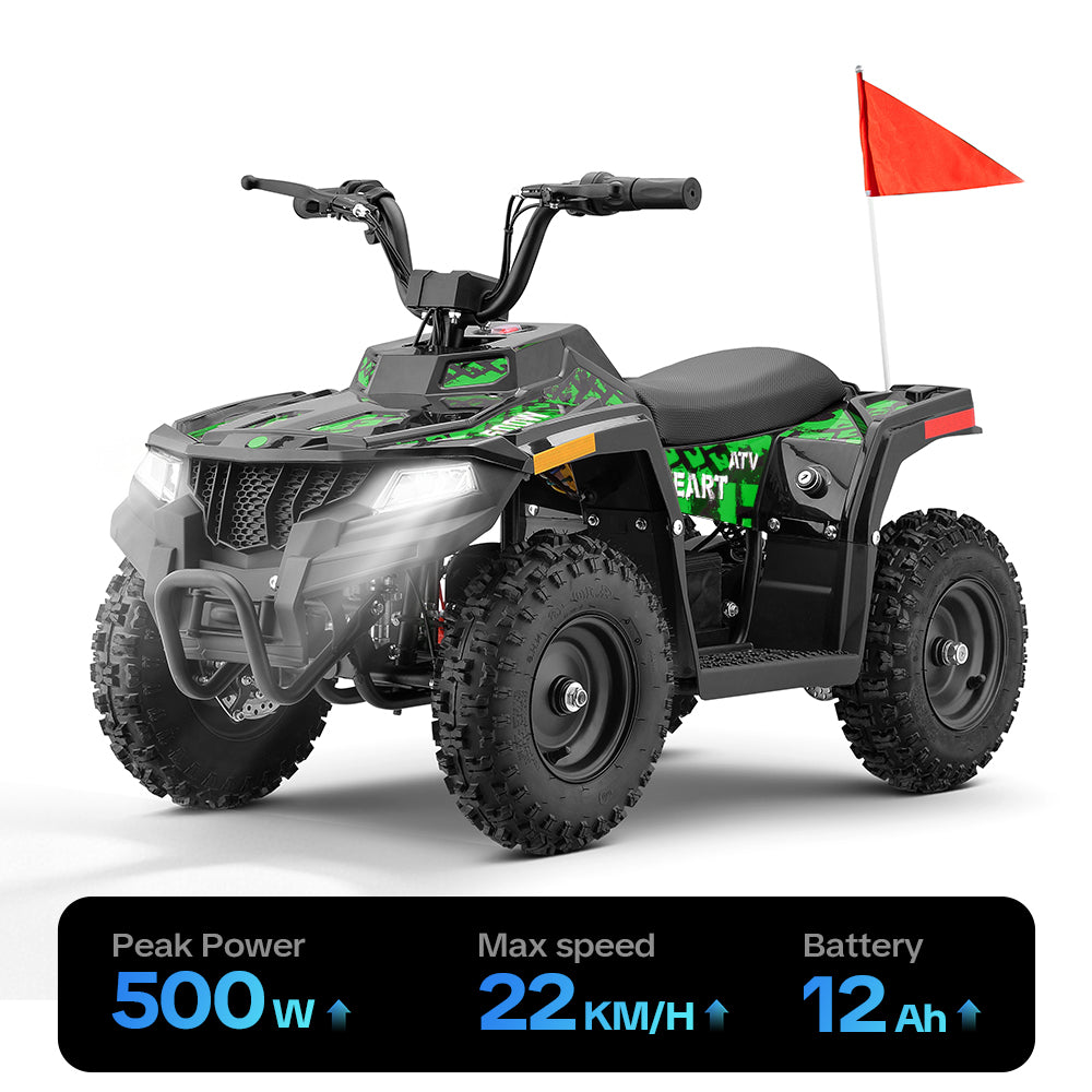 HoverHearts EA500-ER Electric ATV for Kids Teens 10-15MPH Safety Speed