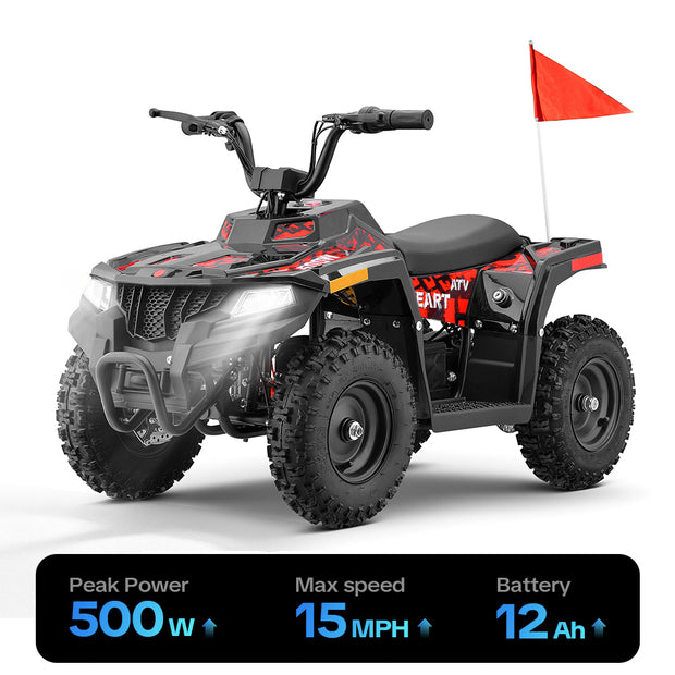 HoverHearts EA500-ER Electric ATV for Kids Teens 10-15MPH Safety Speed