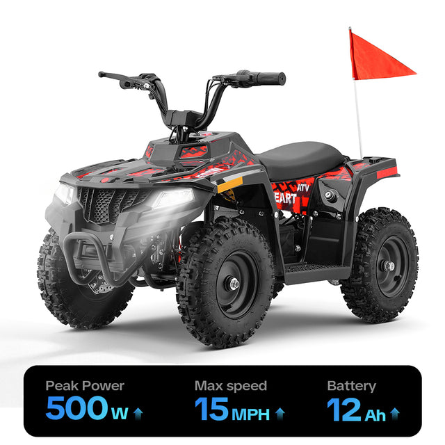 HoverHearts EA500-ER Electric ATV for Kids Teens 10-15MPH Safety Speed