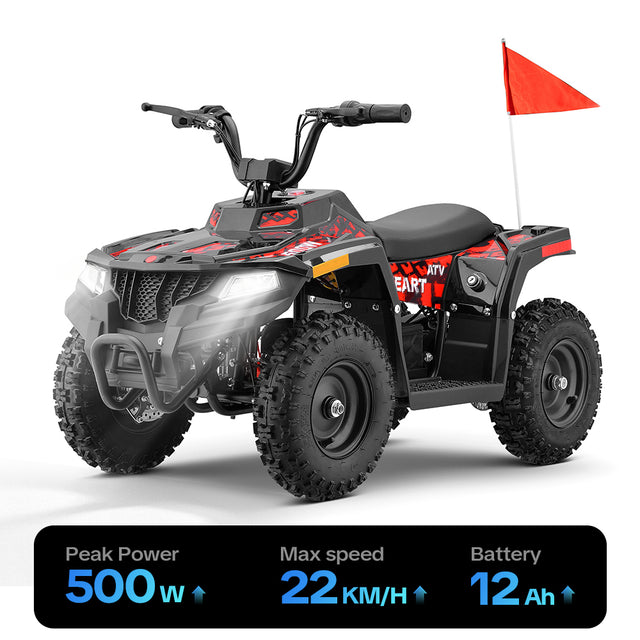 HoverHearts EA500-ER Electric ATV for Kids Teens 10-15MPH Safety Speed