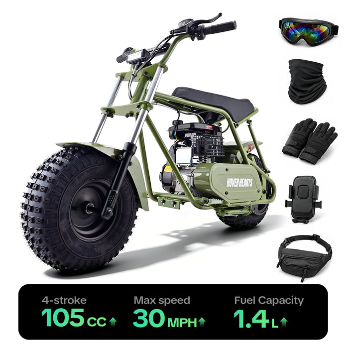 Hover Heart MB002 Mini Dirt Bike 105cc 4-Stroke Gas for Kids & Youth, Max Speed 30 MPH Off-Road Bike, EPA Approved