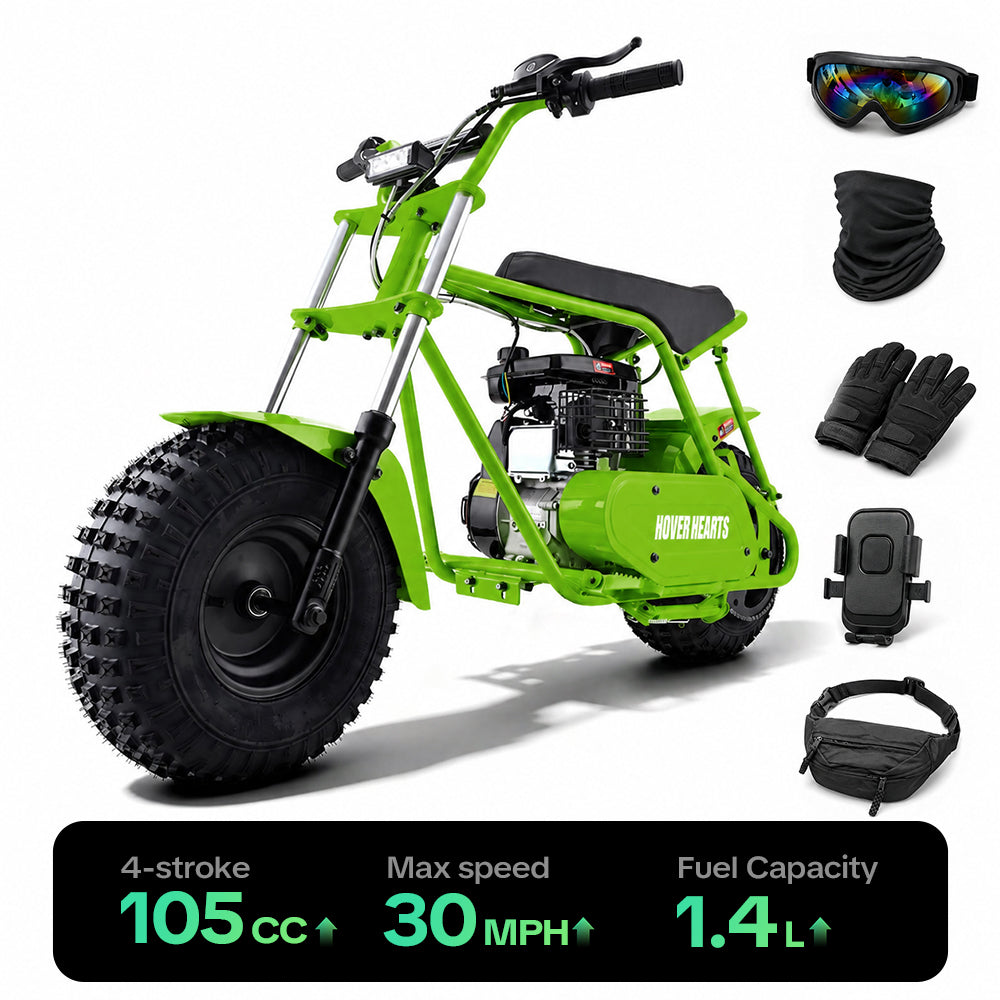 Hover Heart MB002 Mini Dirt Bike 105cc 4-Stroke Gas for Kids & Youth, Max Speed 30 MPH Off-Road Bike, EPA Approved