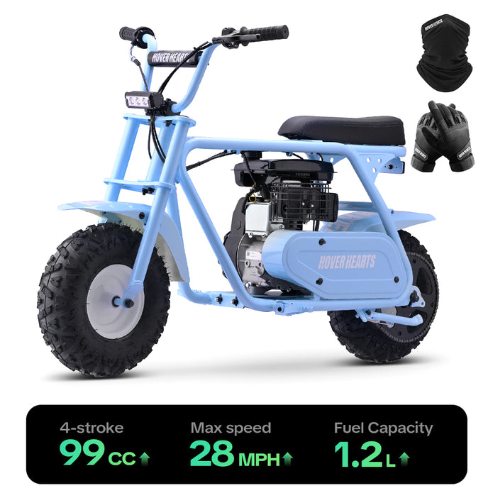 HoverHearts MB0001 Mini Bike 99CC 4-Stroke Gas Bike Max Speed 28MPH