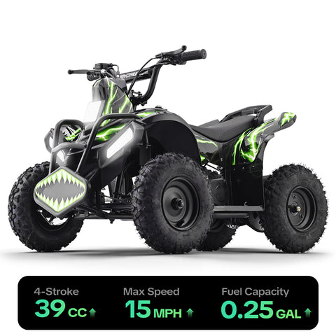 HoverHearts  XW-A01 4-Stroke 39CC 4-Stroke Gas Powered ATV For Kids 15 MPH Max Top Speed
