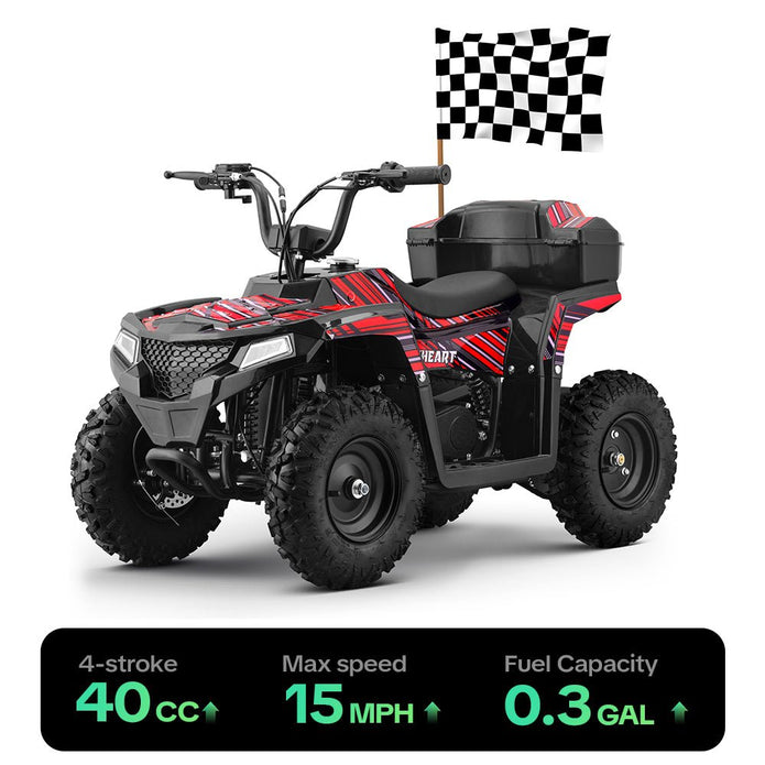 HoverHearts XW-A19 4 Wheeler Dirt Bike 4-Stroke 40CC Gas Powered ATV For Kids - CPSC Security Certification - HoverHearts