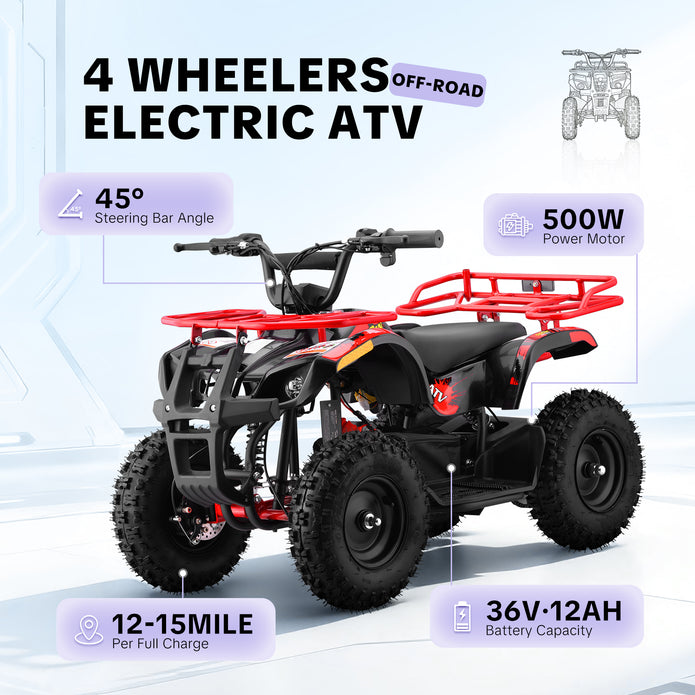 HoverHearts EA500-RA Off-road Electric Four-wheeled Motorcycle 500W 36V Powerful Electric ATV
