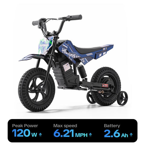 HoverHearts DZ006 Kids 2-in-1 Electric Balance Dirt Bike, with Removable Training Wheels, 6.21 MPH Safe Speed - HoverHearts