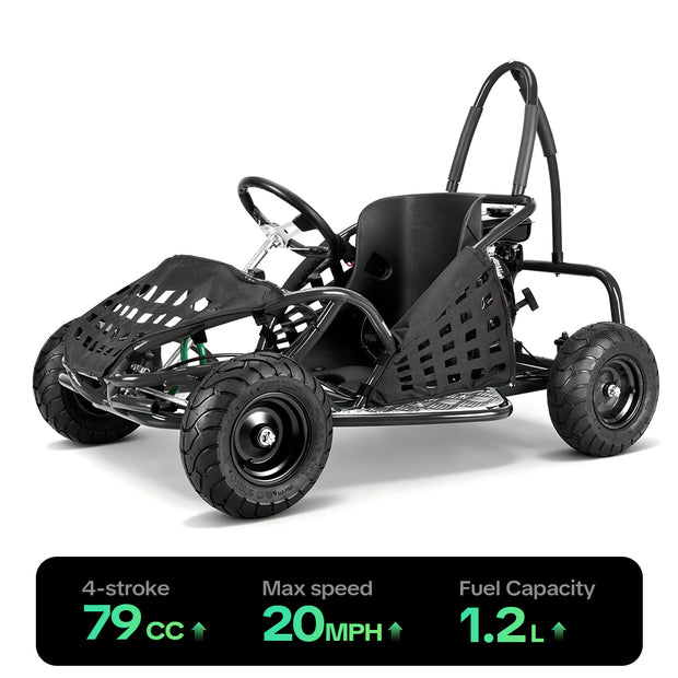 HoverHearts 79cc 1-Seater Gasoline Go-Kart, 4-Stroke 2.5HP, 13" Front and Rear All Terrain Tires