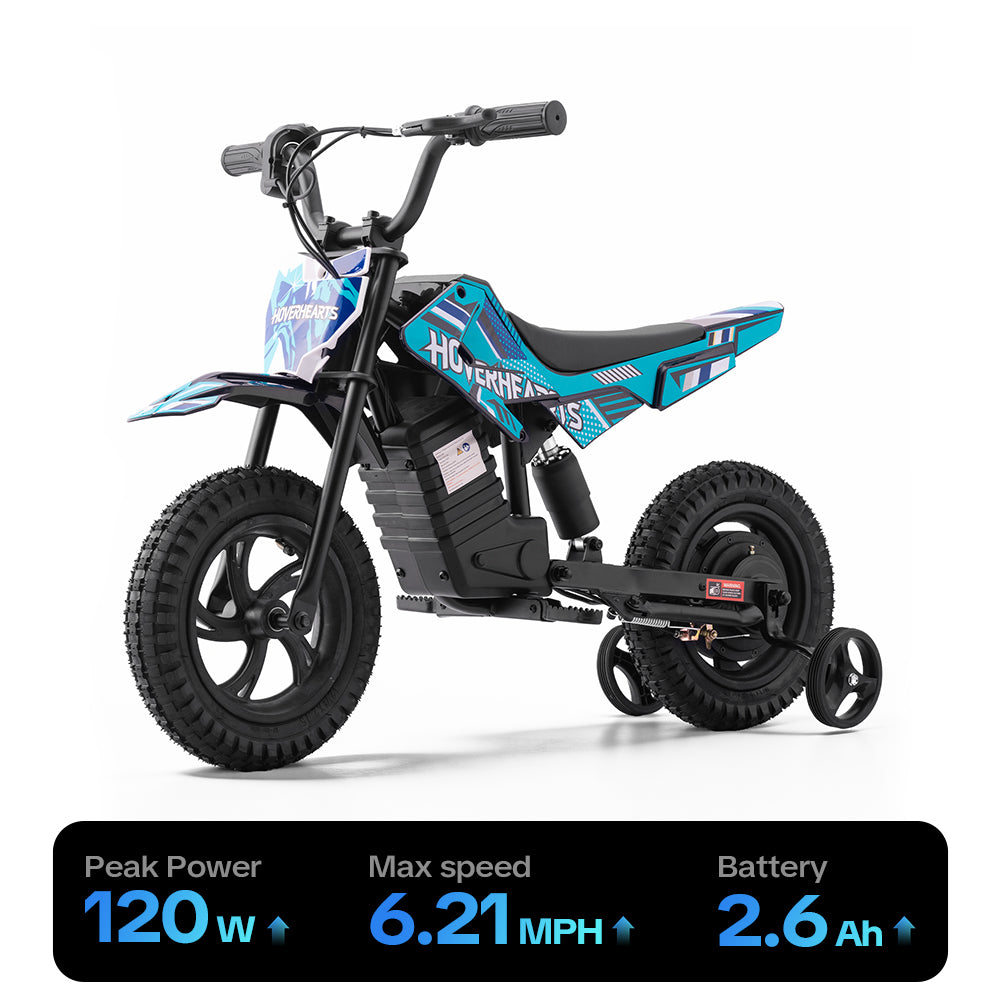 HoverHearts DZ006 Kids 2-in-1  Electric Balance Dirt Bike,  with Removable Training Wheels,  6.21 MPH Safe Speed