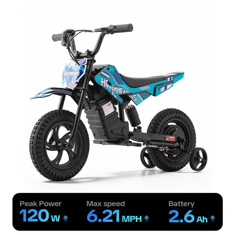 HoverHearts DZ006 Kids 2-in-1 Electric Balance Dirt Bike, with Removable Training Wheels, 6.21 MPH Safe Speed - HoverHearts