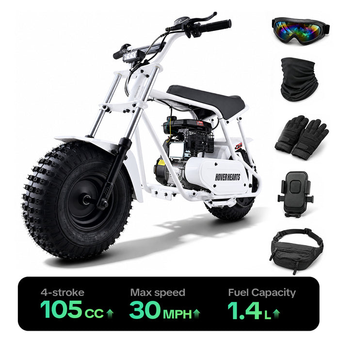 Hover Heart MB002 Mini Dirt Bike 105cc 4-Stroke Gas for Kids & Youth, Max Speed 30 MPH Off-Road Bike, EPA Approved